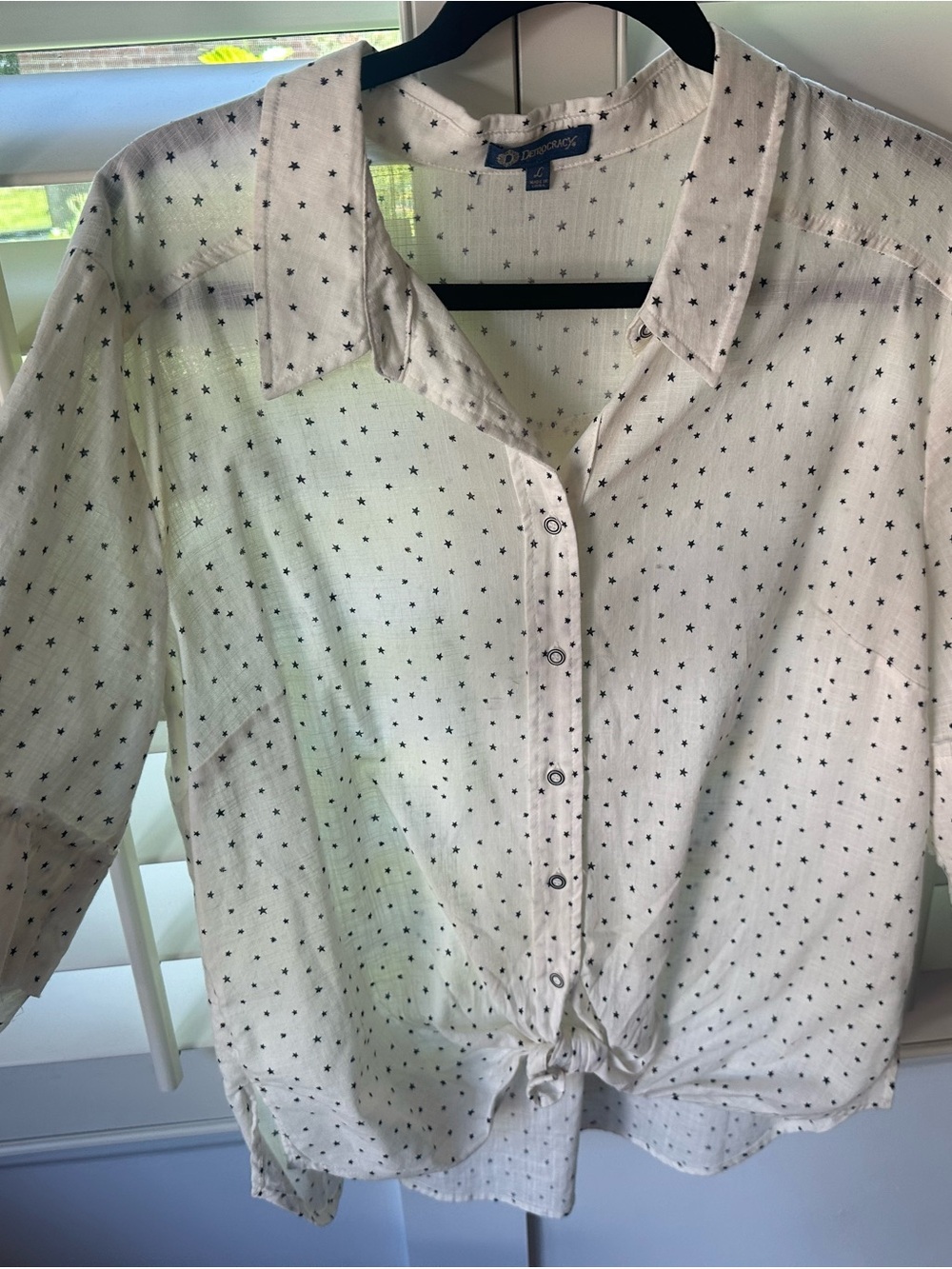 Democracy cotton  Button-Front Star Print Blouse